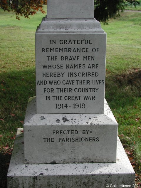 The War Memorial in St. Mary's Churchyard, Huggate.