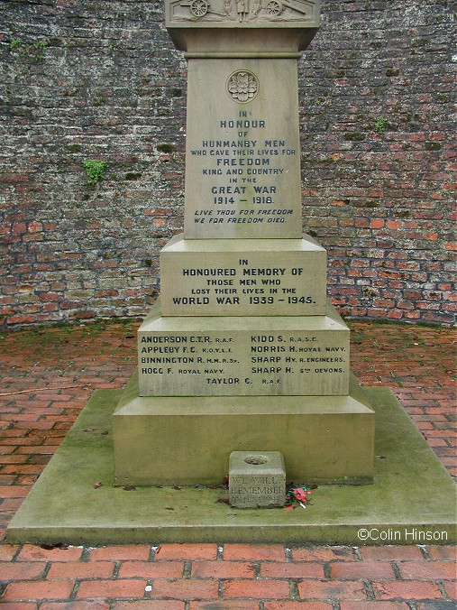 The 1914-18 and 1939-45 War Memorial opposite the church in Hunmanby.