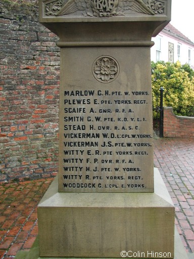 The 1914-18 and 1939-45 War Memorial opposite the church in Hunmanby.