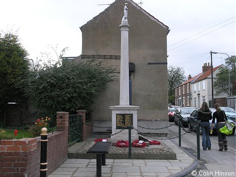 The World Wars I and II War Memorial in front of the Methodist Church, Keyingham.