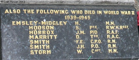 The World Wars I and II Memorial in front of the Methodist Church, Keyingham.