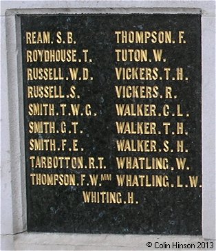 The World Wars I and II War Memorial in front of the Methodist Church, Keyingham.