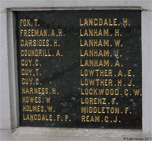 The World Wars I and II War Memorial in front of the Methodist Church, Keyingham.