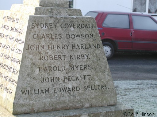 The 1914-19 and 1939-45 War Memorial on Langtoft village green.