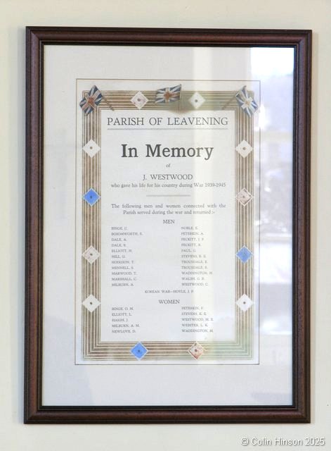 The WWII etc. Roll of Honour in the Church at Leavening.