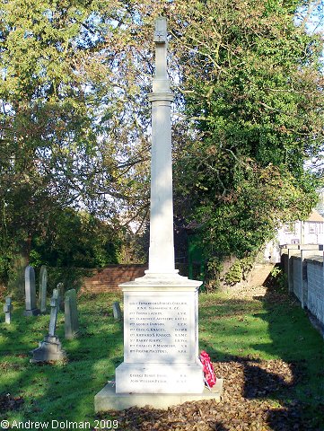 The 1914-1918 and 1939-1945 War Memorial in Leven Churchyard.