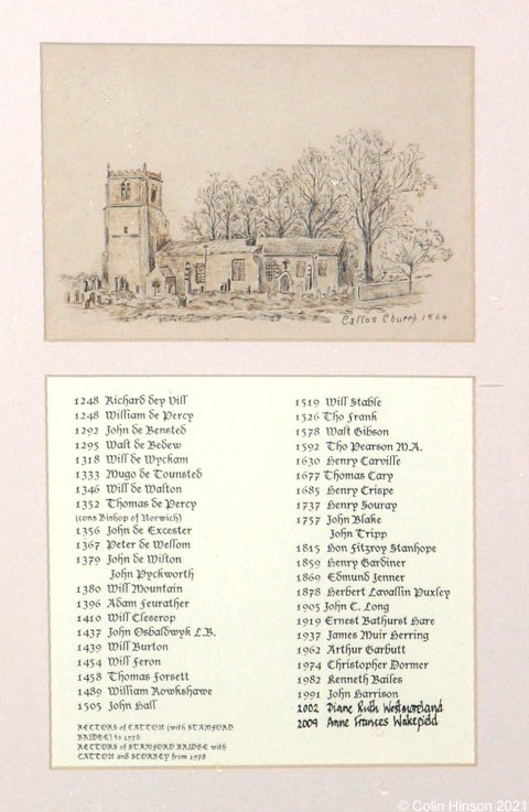 The List of Incumbents in Low Catton church.