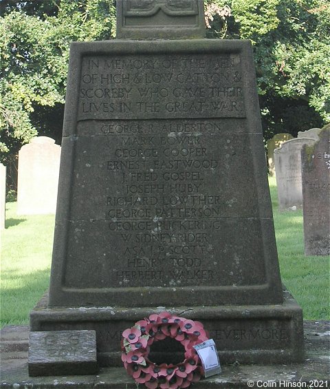 The 1914-1918 War Memorial in Low Catton Churchyard.