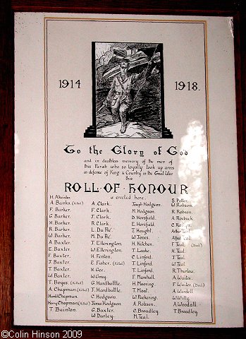 The World War I Roll of Honour in All Saints Church, Lund.