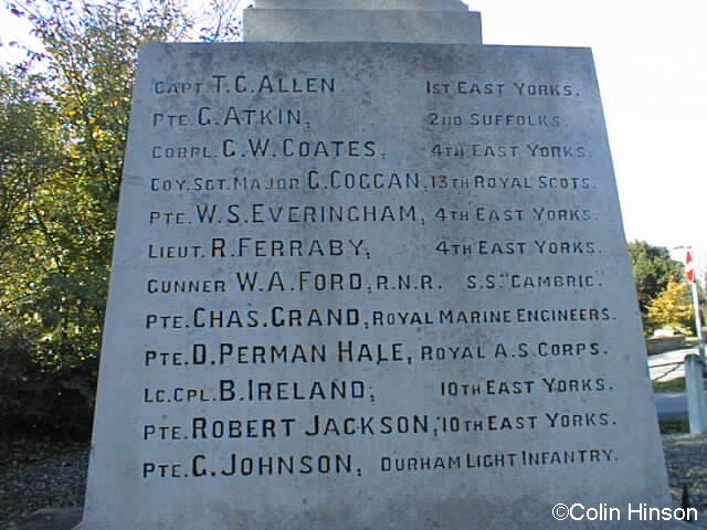 The 1914-1919 War Memorial in the Village.