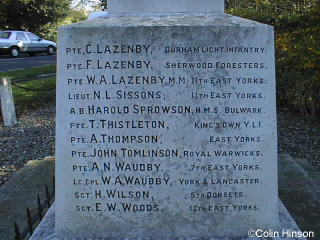 The 1914-1919 War Memorial in the Village.