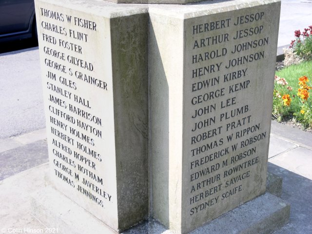 The World War I War Memorial in the centre of Pocklington.