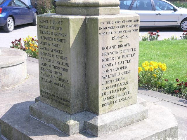 The World War I War Memorial in the centre of Pocklington.