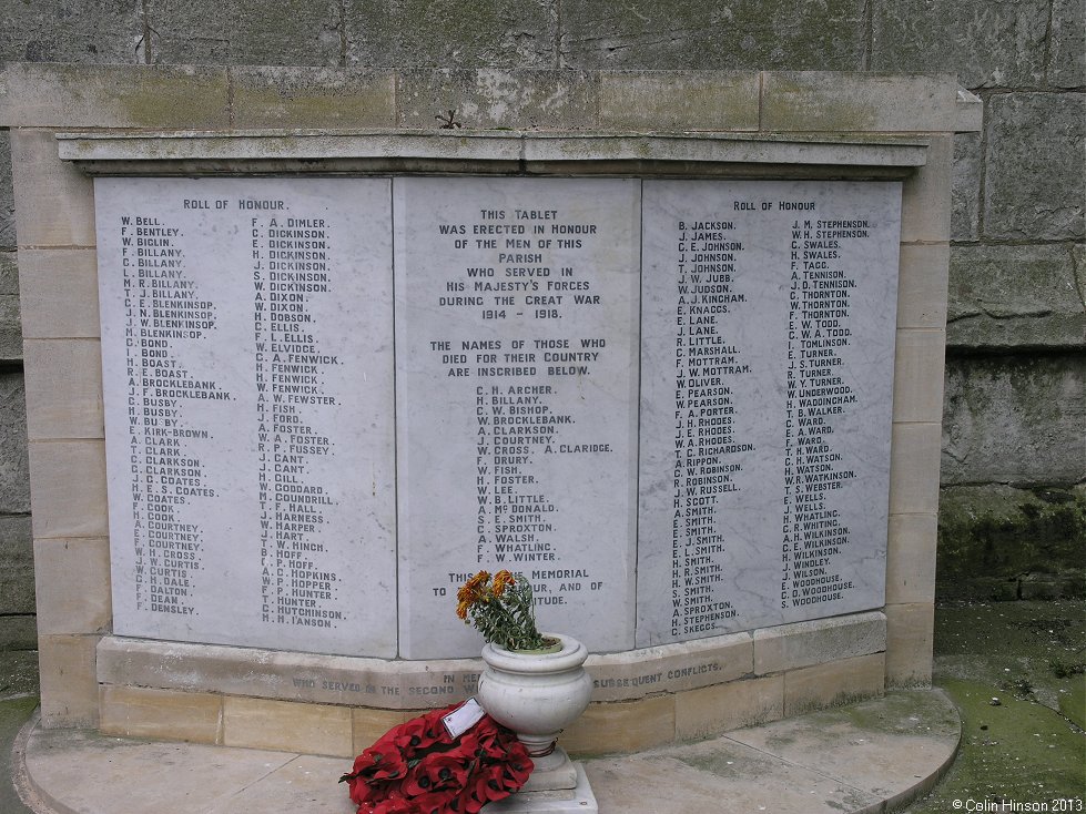 The World War I War Memorial and Roll of Honour at All Saints, Preston