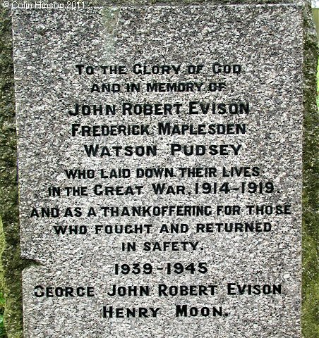 The World War I and II War Memorial in St. Peter's Churchyard, Reighton.