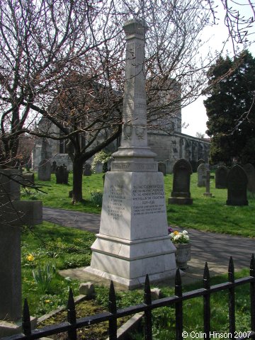 The War Memorial in St. Mary's Churchyard, Riccall.