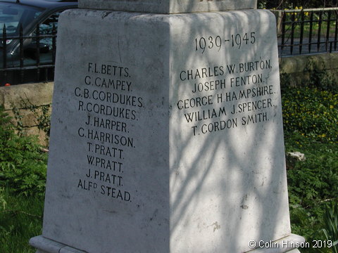 The War Memorial in St. Mary's Churchyard, Riccall.