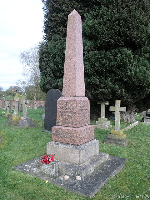 The War Memorial in Rowley Churchyard.