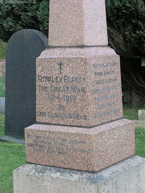 The War Memorial in Rowley Churchyard.