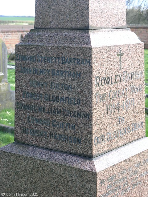 The War Memorial in Rowley Churchyard.