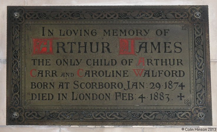The Carr Monumental plaque in St. Leonard's Church