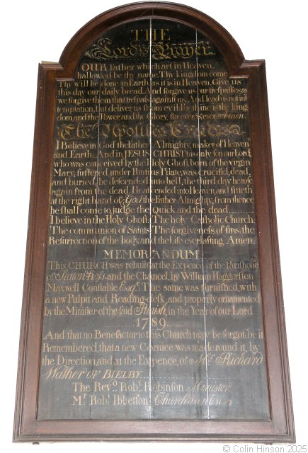 The The second Benefactions plaque in St. Edmund's Church, Seaton Ross.