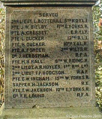 The 1914-18 and 1939-45 War Memorial at Skidby.