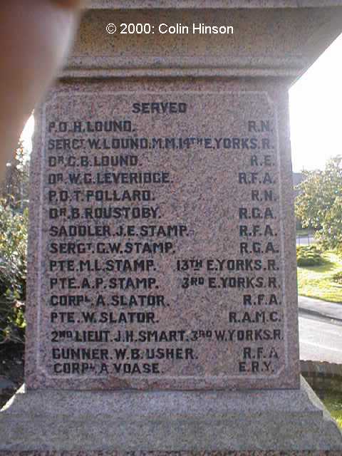 The 1914-18 and 1939-45 War Memorial at Skidby.