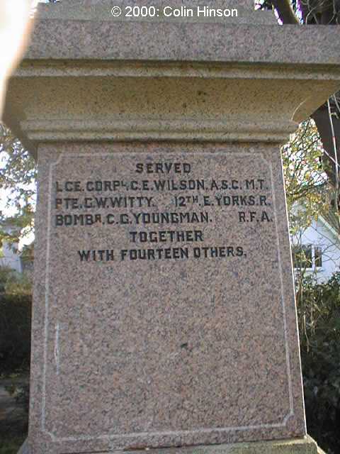 The 1914-18 and 1939-45 War Memorial at Skidby.