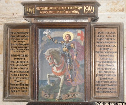 The World War I Roll of Honour in St. Mary's Church, Thixendale.