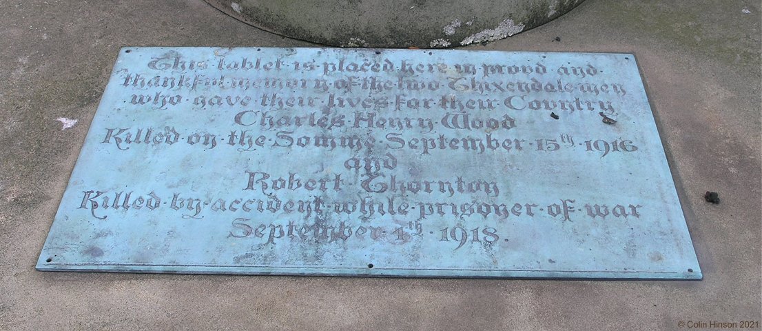 The War Memorial in the Churchyard at Thixendale.