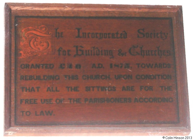 The Church rebuilding grant in St. Andrew's Church