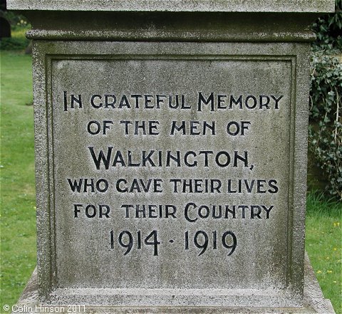 The 1914-1919 War Memorial in the Churchyard.