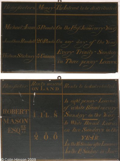 The first list of Charities in St. Helen's Church, Welton.
