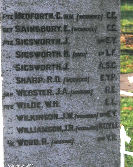 The World Wars I and II War Memorial and Roll of Honour, at Welwick.
