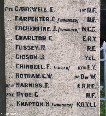 The World Wars I and II War Memorial and Roll of Honour, at Welwick.