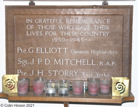 The WWII Memorial plaque in West Heslerton church.