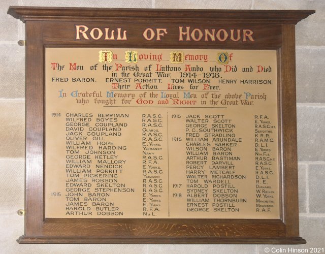 The List of Vicars in West Lutton church.