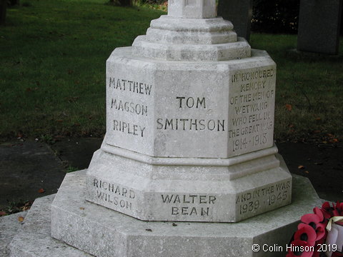 The War Memorial in the Churchyard at Wetwang.