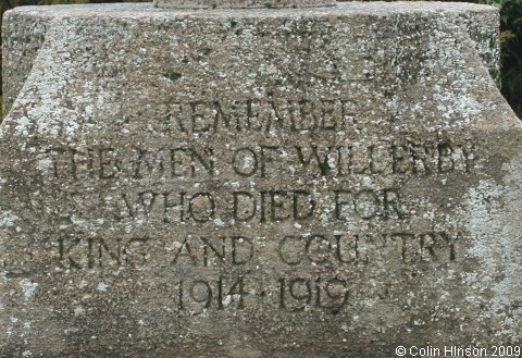 The World War I and II War Memorial at Willerby (near Scarborough).
