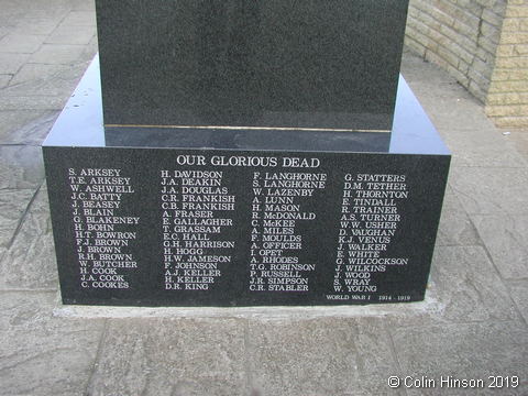 The War Memorial just off the sea front at Withernsea.