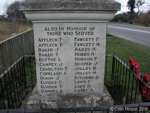 The War Memorial opposite the Church at Woodmansey.