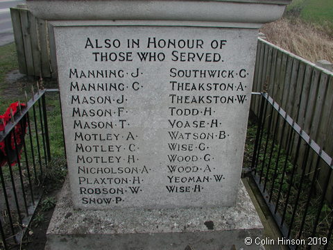 The War Memorial opposite the Church at Woodmansey.