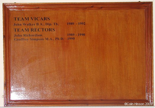 The List of Team Vicars and Rectors in St. Helen's Church, Amotherby.