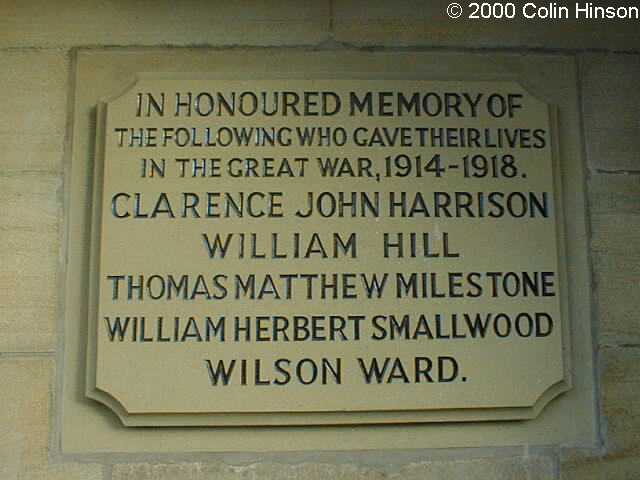 The 1914-1918 Memorial plaque in Appleton le Moors Church.