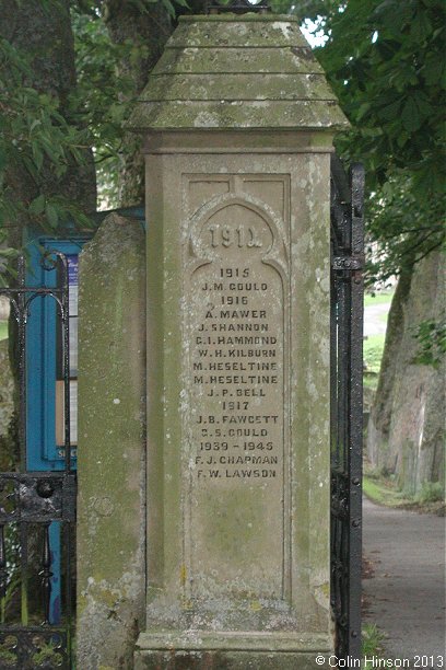 The World Wars I and II War Memorials at the entrance to the Churchyard at Aysgarth.