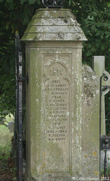 The World Wars I and II memorials at the entrance to the Churchyard at Aysgarth.