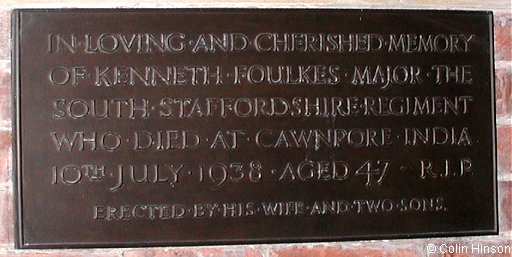 The Memorial plaque to Kenneth Major in St. James's Church, Baldersby.