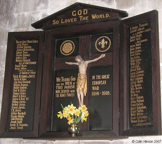 The Roll of Honour in the St. Michael's Church, Barton le Street.