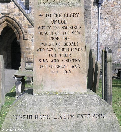 The the War Memorial for WWI and WWII in St Gregory's churchyard, Bedale